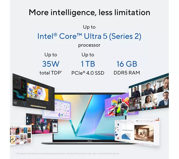 ASUS Vivobook S16 OLED S3607CA 16" Laptop, PC - Intel® Core™ Ultra 5, 1 TB SSD, Silver