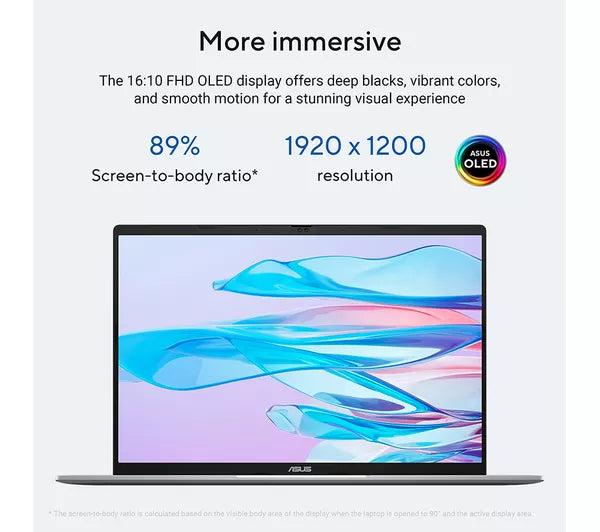 ASUS Vivobook S16 OLED S3607CA 16" Laptop, PC - Intel® Core™ Ultra 5, 1 TB SSD, Silver