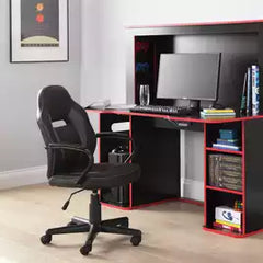 Argos Home Faux Leather Mid Back Gaming Chair - Black