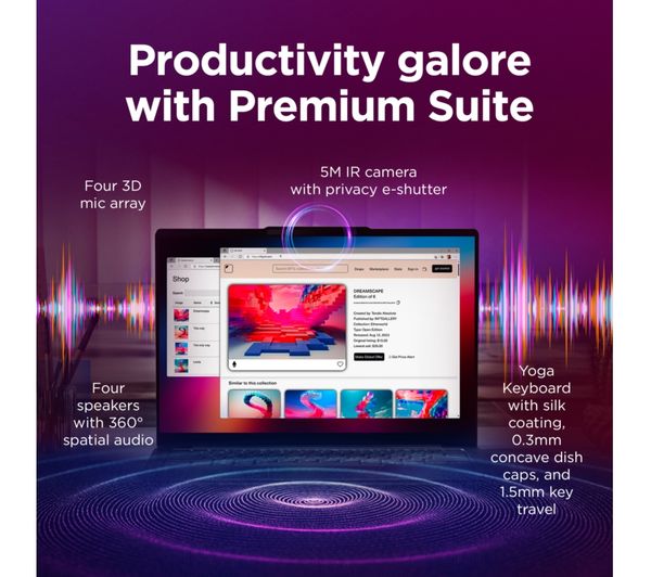 LENOVO Yoga Slim 7 Aura Edition 14" Laptop, Copilot+ PC - Intel® Core™ Ultra 5, 512 GB SSD, Grey