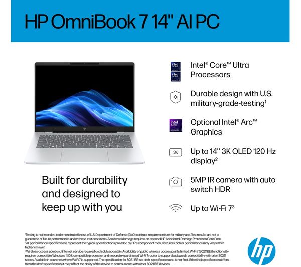 HP OmniBook 7 AI 14" Laptop - Intel® Core™ Ultra 7, 1 TB SSD, Silver