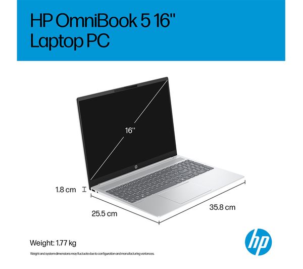HP OmniBook 5 16" Laptop - Intel® Core™ i7, 512 GB SSD, Silver